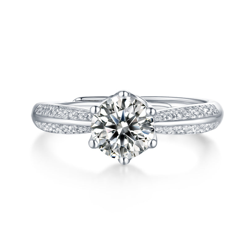 Banbijiangshan wedding ring - inlaid with moissanite comparable to natural diamonds fashionable and luxurious silver ring