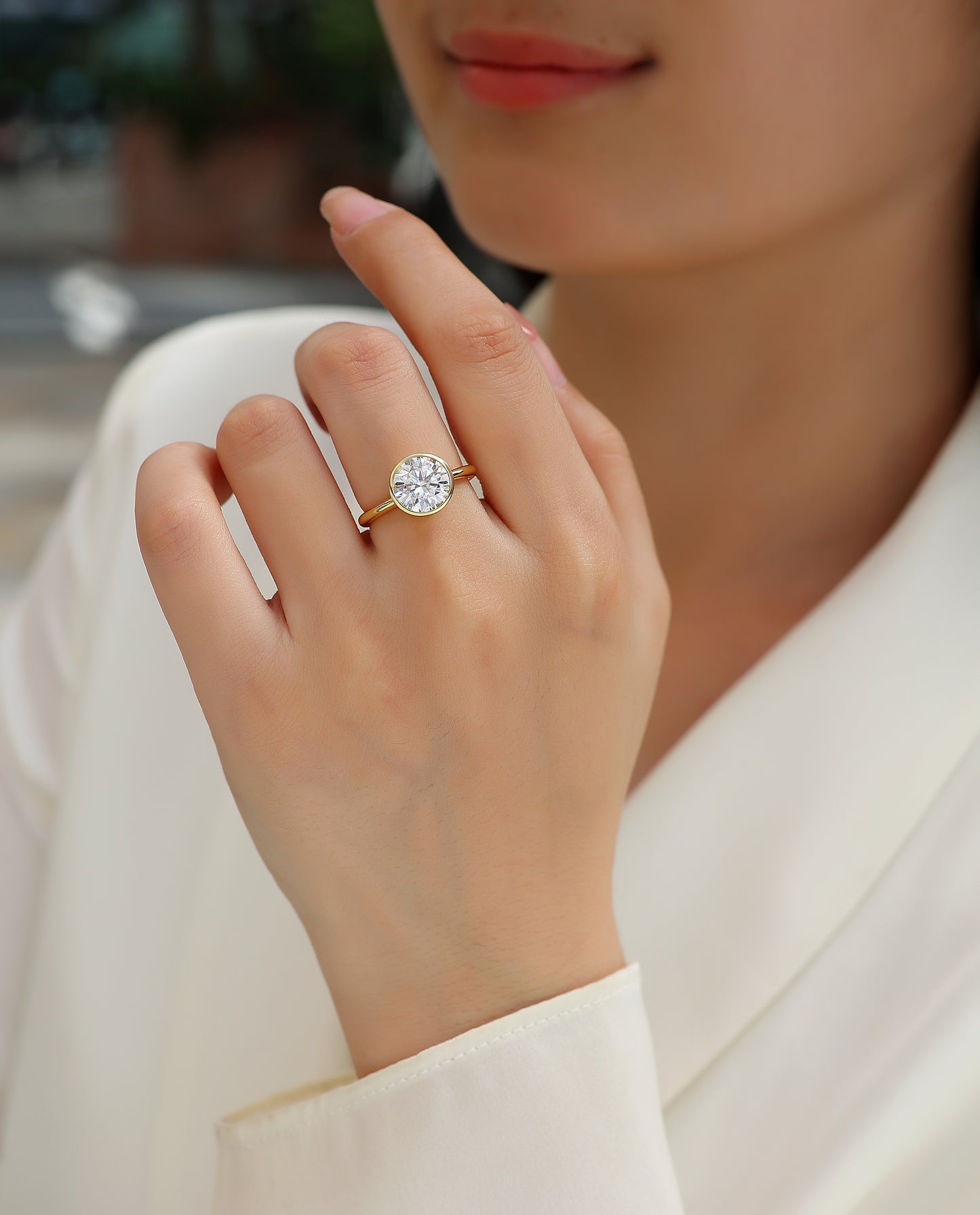 Time Foam - A round Moissanite S925 sterling silver and gold-plated eco-friendly diamond ring