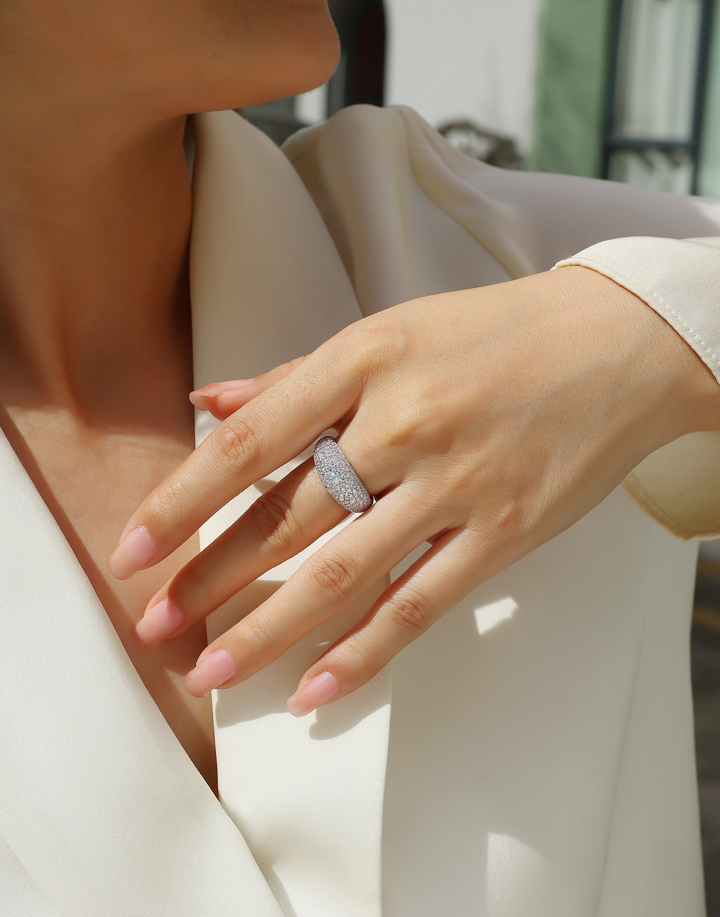 Moonlit Night with Stars - Moissanite Ring, Environmentally Friendly Diamond Ring, S925 Sterling Silver Ring