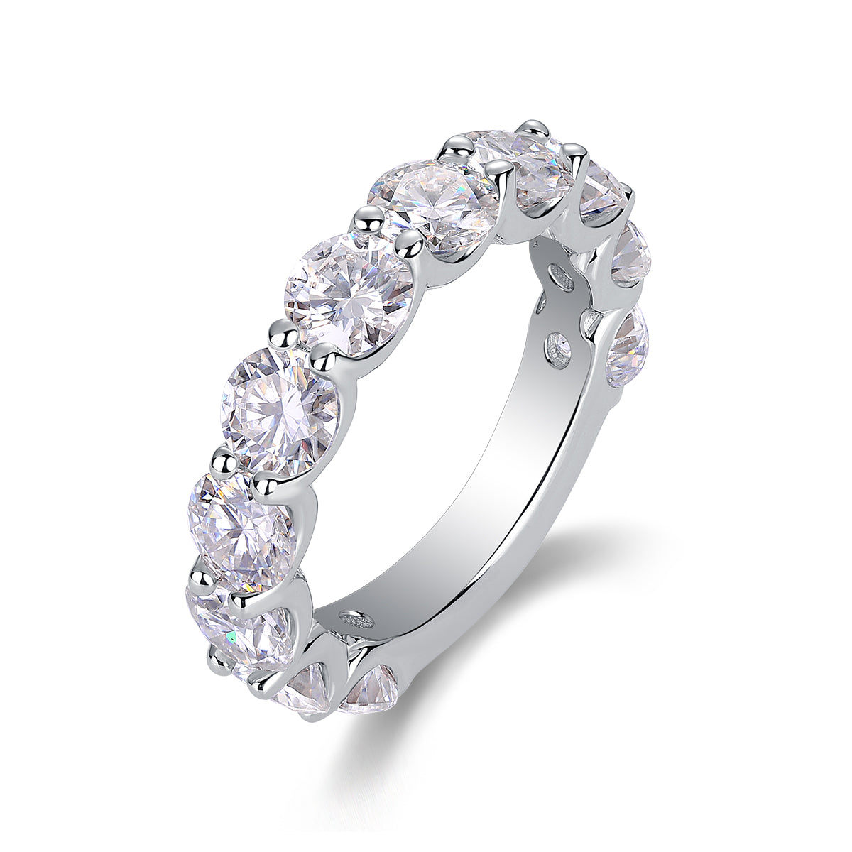 Colorful Moment - Inlaid Round 5.0 Moissanite Ring Environmentally Friendly Diamond Ring S925 Sterling Silver Platinum Plated Ring