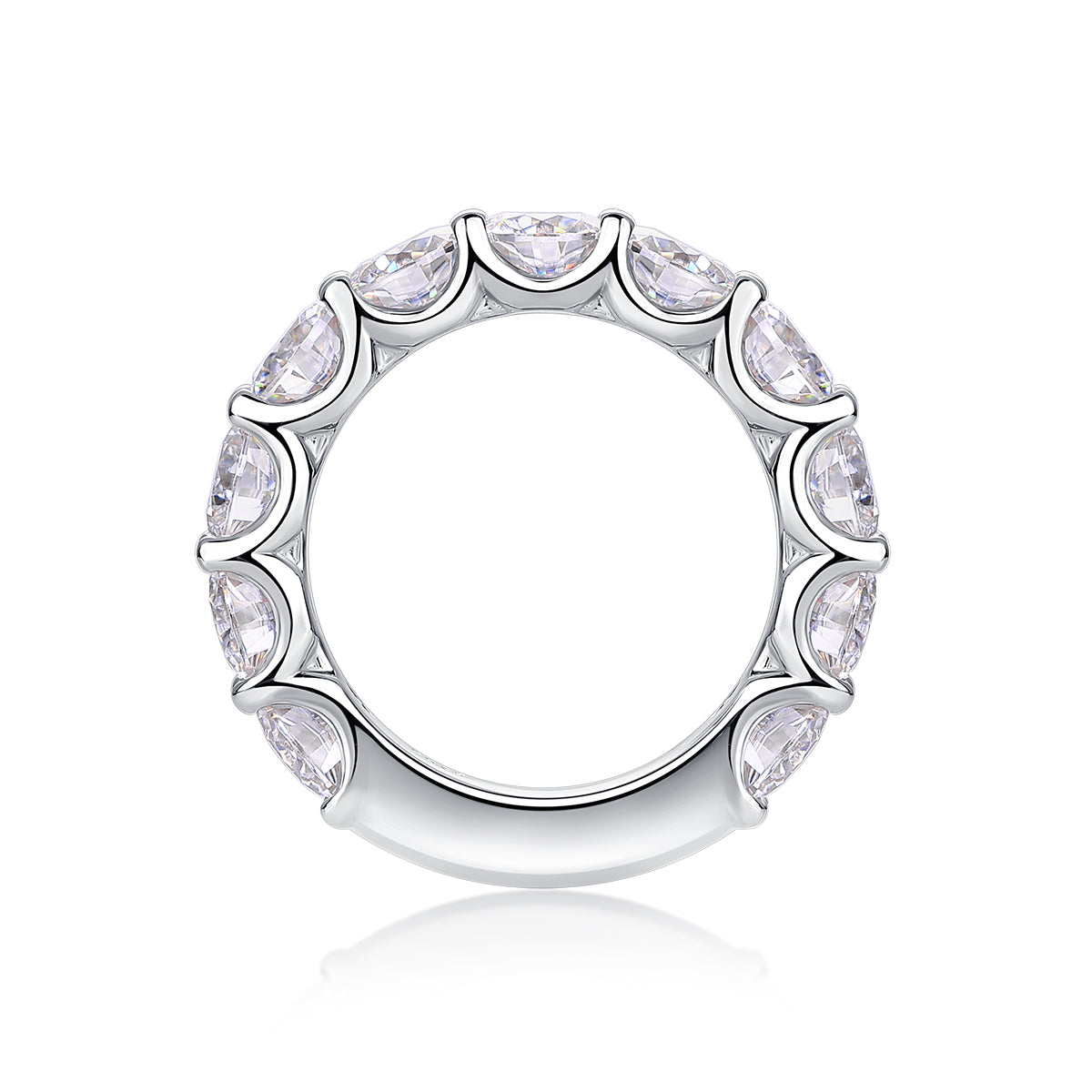 Colorful Moment - Inlaid Round 5.0 Moissanite Ring Environmentally Friendly Diamond Ring S925 Sterling Silver Platinum Plated Ring