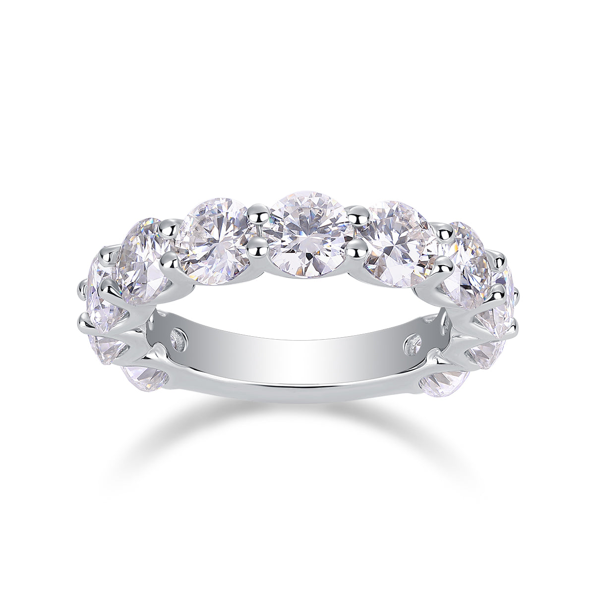 Colorful Moment - Inlaid Round 5.0 Moissanite Ring Environmentally Friendly Diamond Ring S925 Sterling Silver Platinum Plated Ring