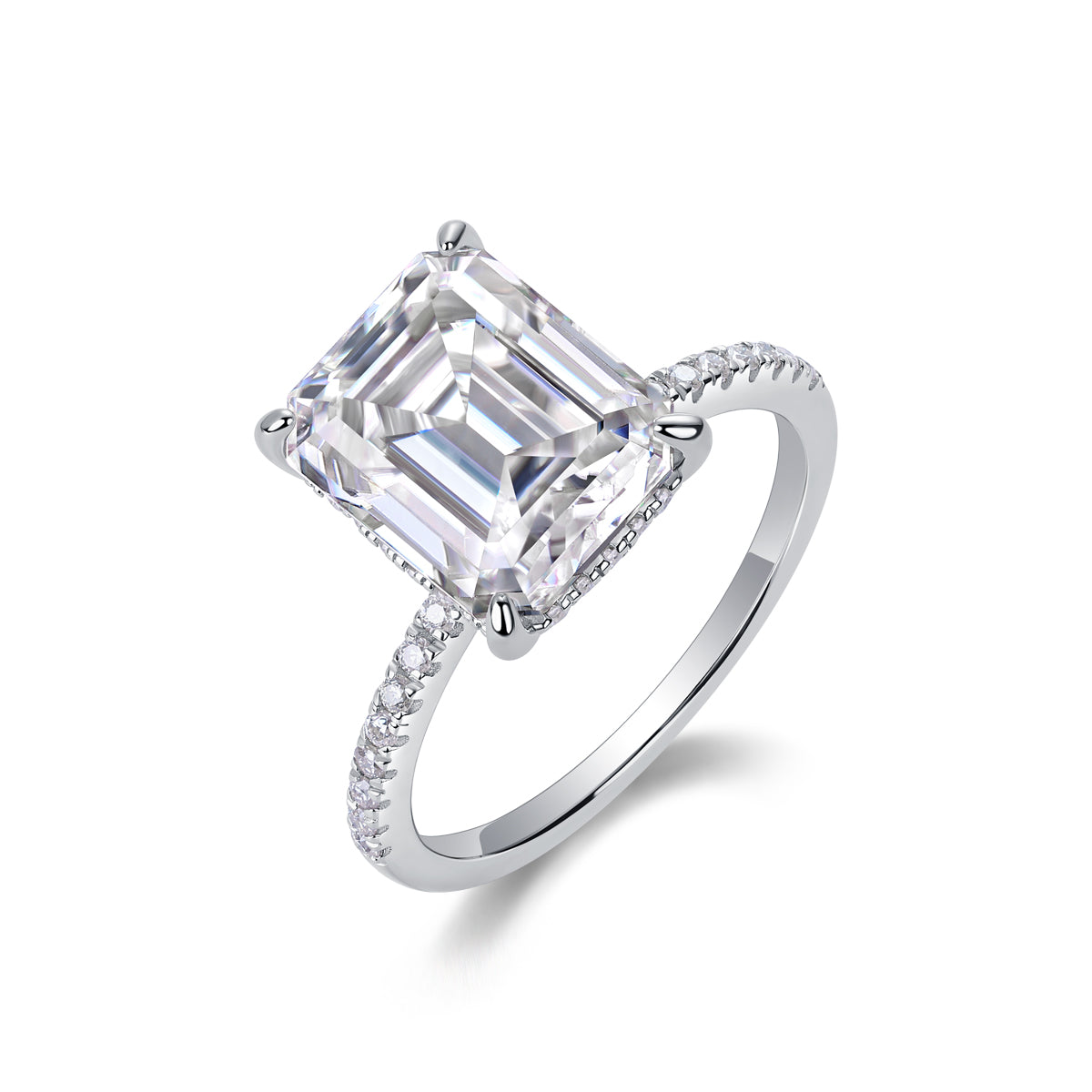 An octagonal 9*11 Moissanite S925 pure silver and platinum-plated eco-friendly diamond ring