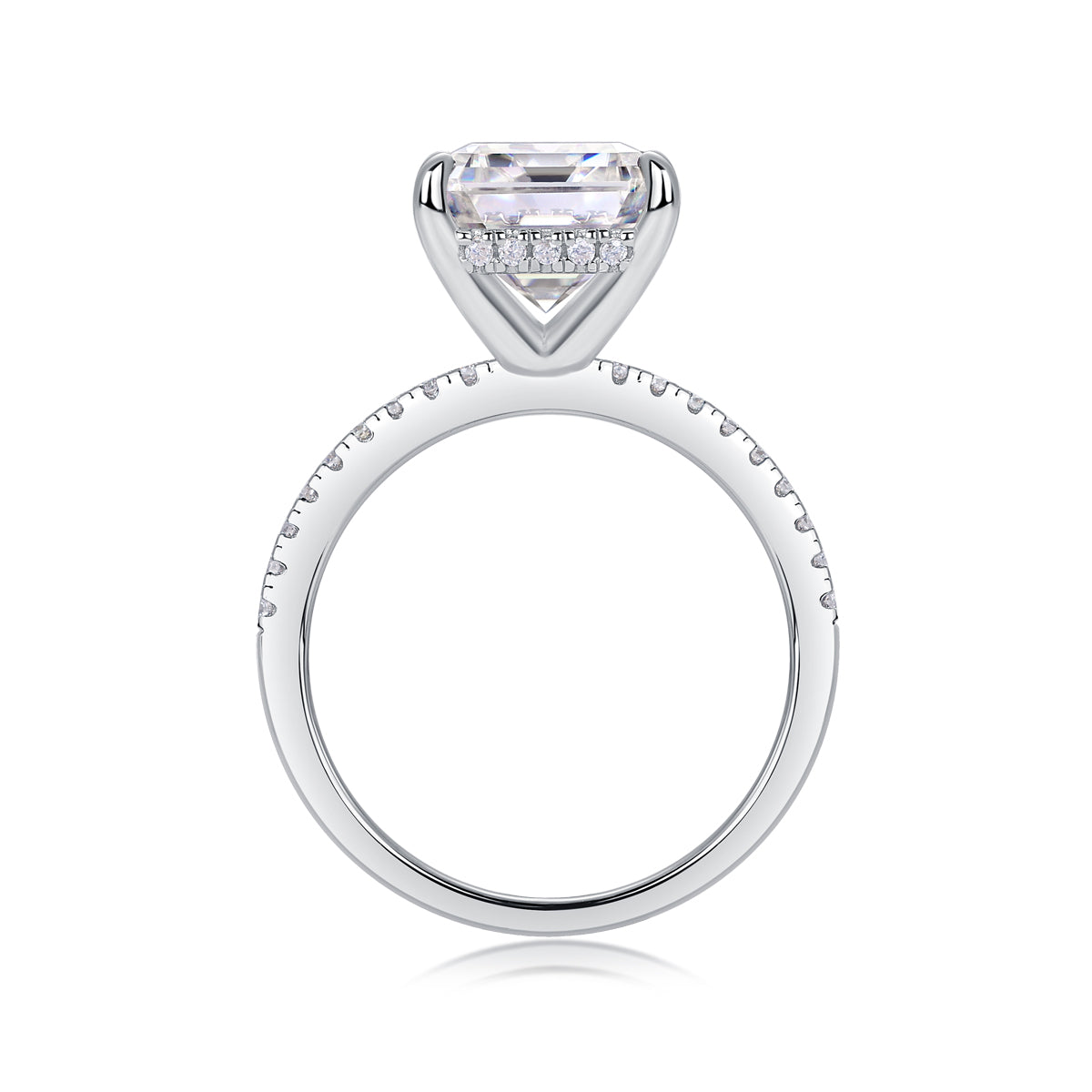 An octagonal 9*11 Moissanite S925 pure silver and platinum-plated eco-friendly diamond ring