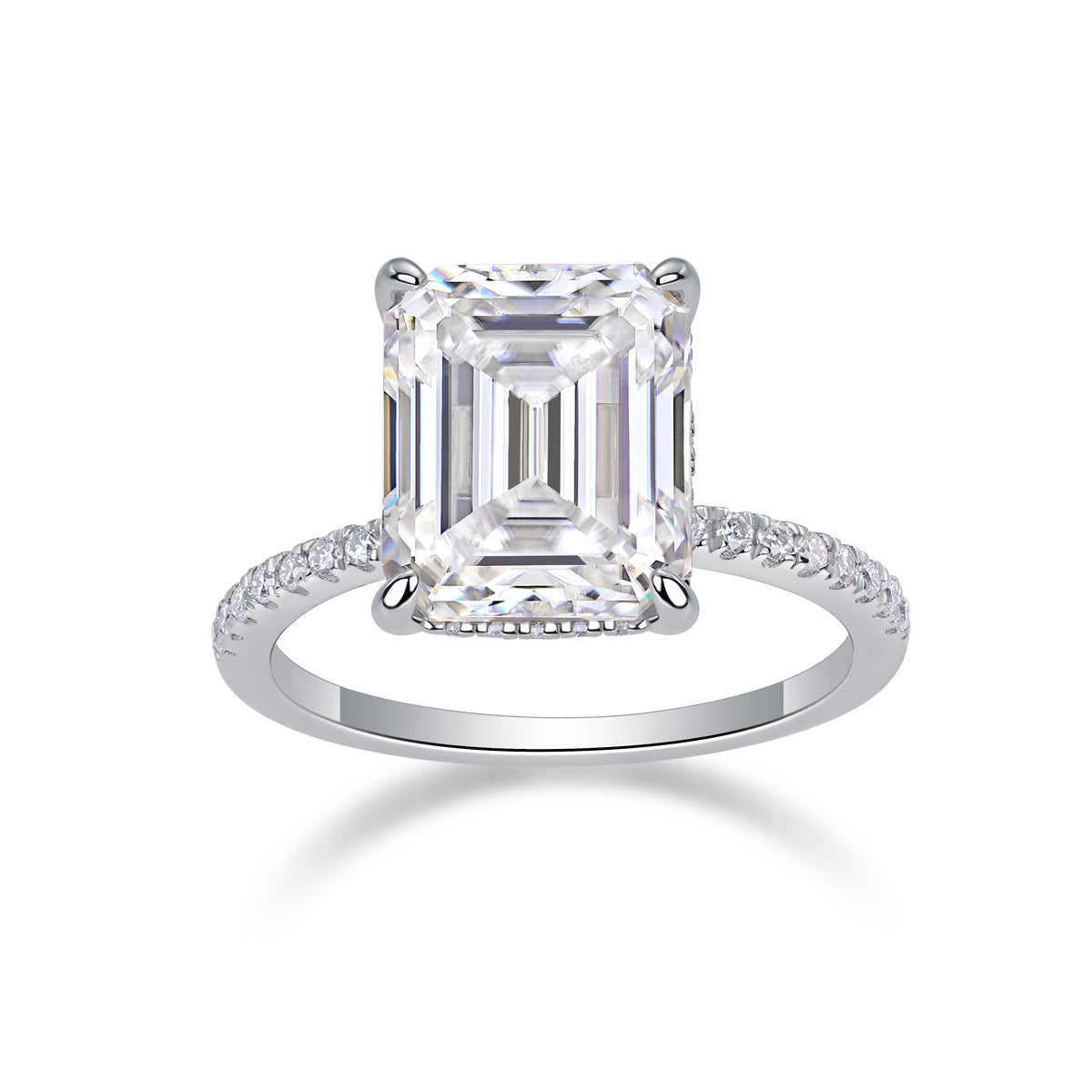 An octagonal 9*11 Moissanite S925 pure silver and platinum-plated eco-friendly diamond ring