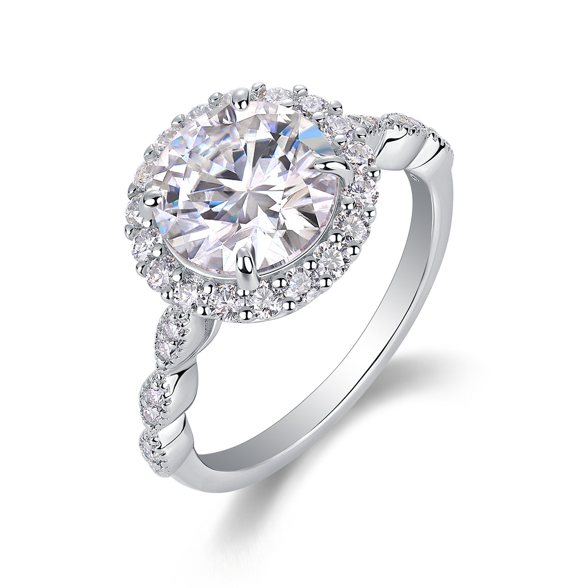 Starlight shining - 3 carat moissanite ring, environmentally friendly diamond ring, S925 sterling silver and platinum plated ring