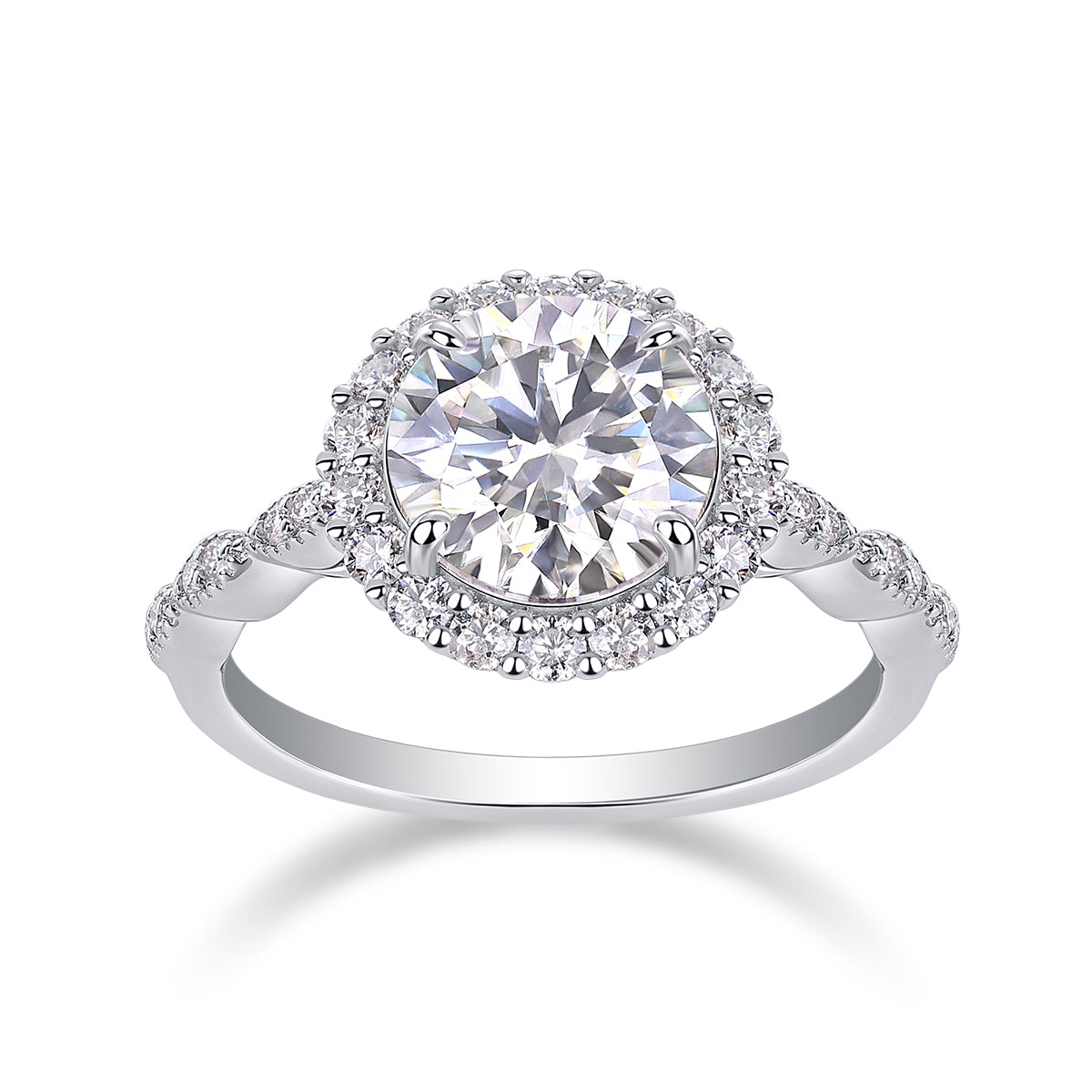 Starlight shining - 3 carat moissanite ring, environmentally friendly diamond ring, S925 sterling silver and platinum plated ring