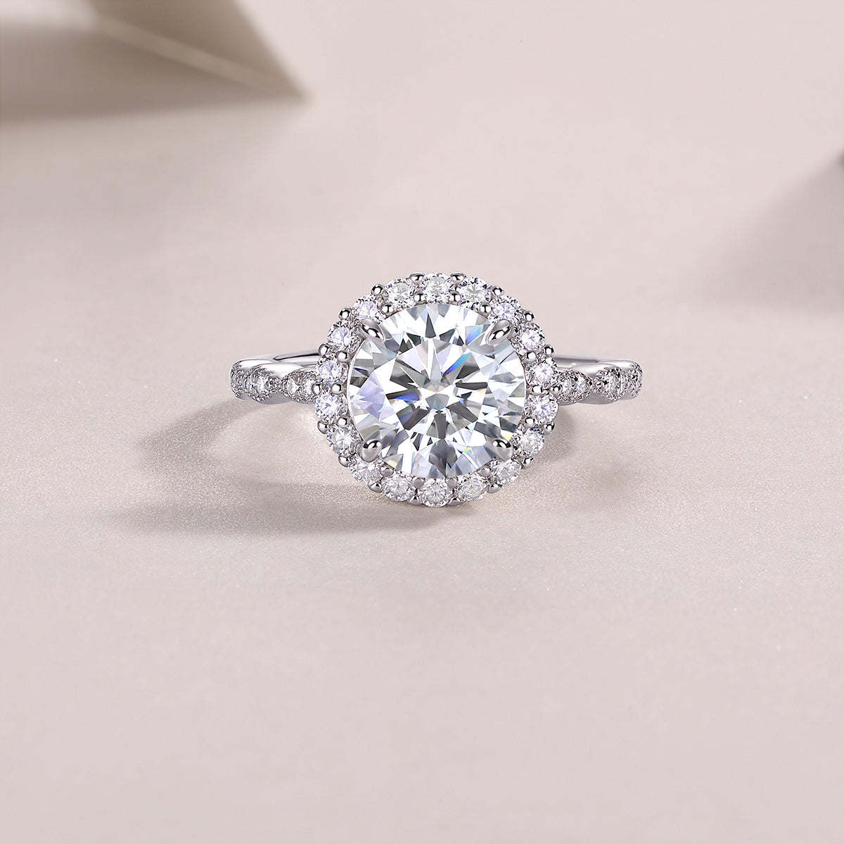 Starlight shining - 3 carat moissanite ring, environmentally friendly diamond ring, S925 sterling silver and platinum plated ring
