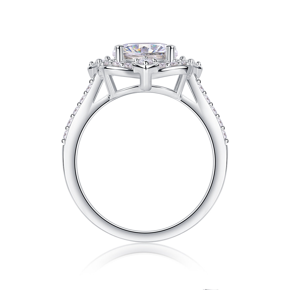 Camellia - Inlaid egg-shaped 8*10 moissanite ring Environmentally friendly diamond ring S925 sterling silver plated platinum ring