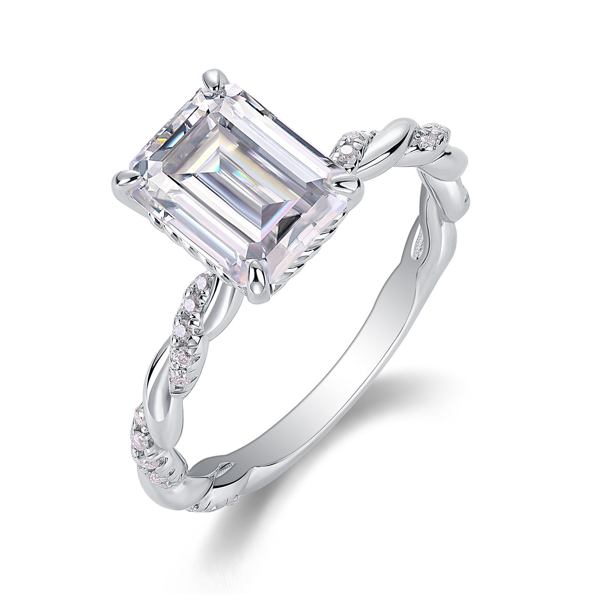 Chasing light - octagonal 7*9 moissanite ring, environmentally friendly diamond ring, S925 sterling silver ring