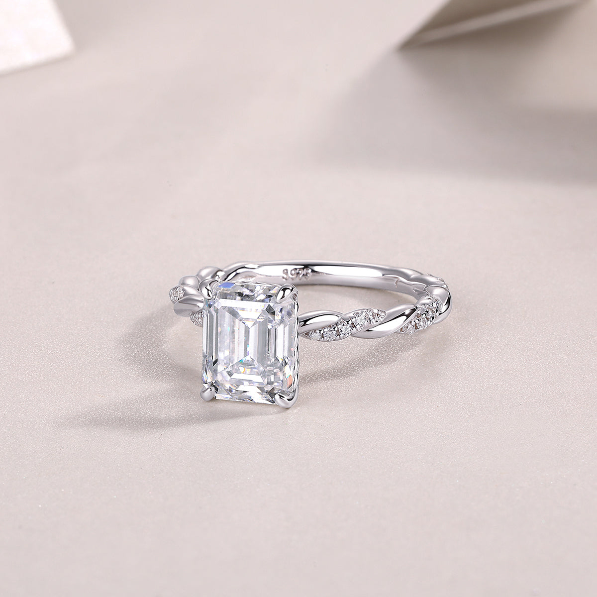 Chasing light - octagonal 7*9 moissanite ring, environmentally friendly diamond ring, S925 sterling silver ring