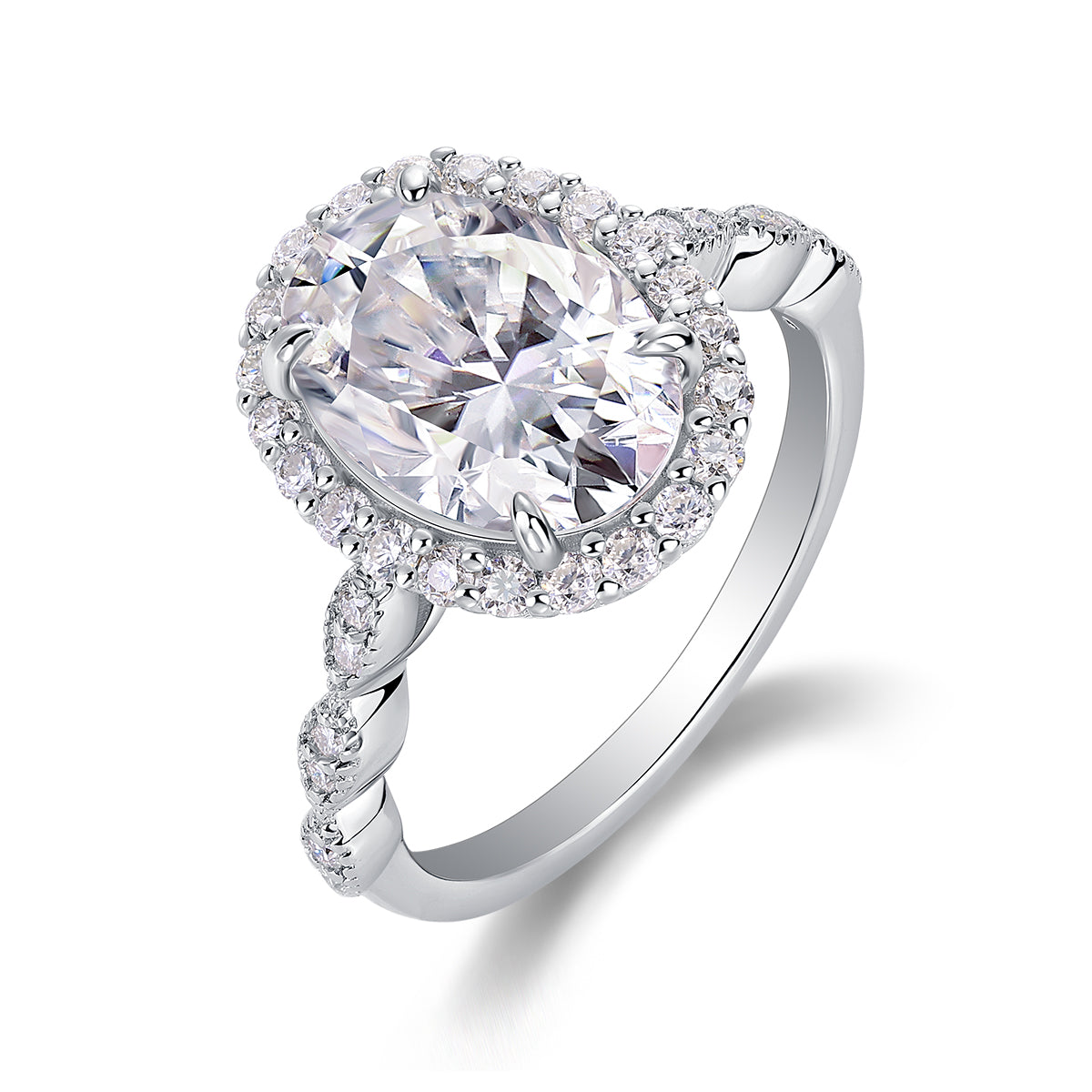 Eyes of the Moon——Egg-shaped 8*12 Moissanite ring, environmentally friendly diamond ring, S925 sterling silver ring