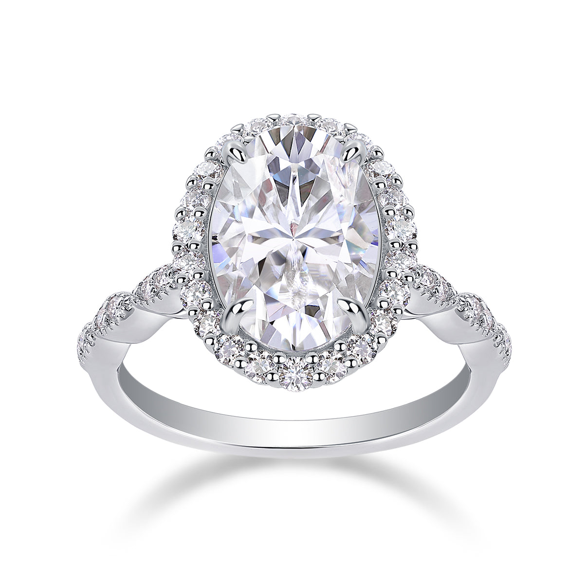 Eyes of the Moon——Egg-shaped 8*12 Moissanite ring, environmentally friendly diamond ring, S925 sterling silver ring
