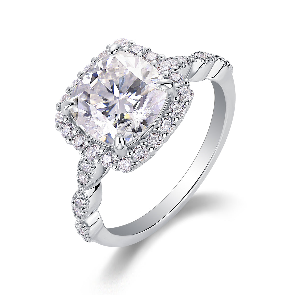 Magnificent square diamond - inlaid square 8.5*8.5 moissanite ring environmentally friendly diamond ring S925 sterling silver ring