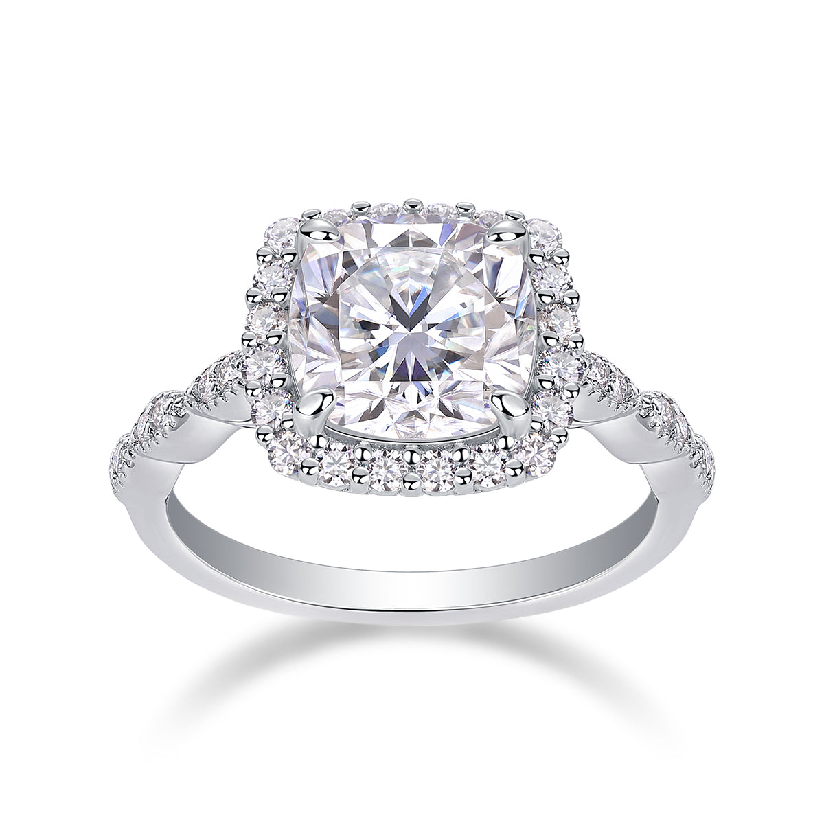 Magnificent square diamond - inlaid square 8.5*8.5 moissanite ring environmentally friendly diamond ring S925 sterling silver ring