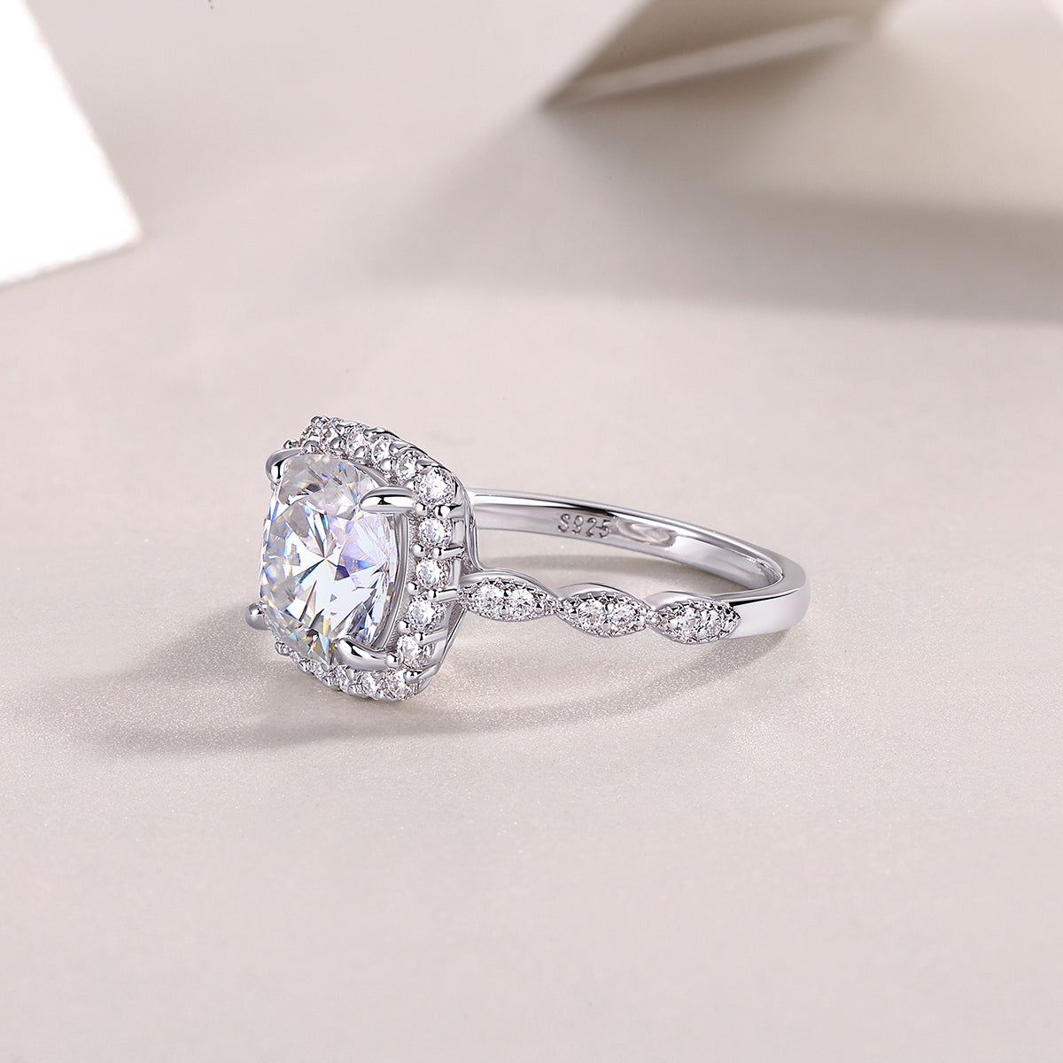 Magnificent square diamond - inlaid square 8.5*8.5 moissanite ring environmentally friendly diamond ring S925 sterling silver ring