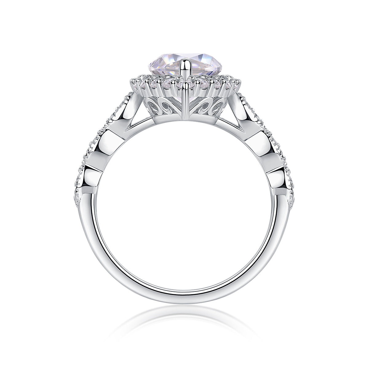 Mirror of Joy - Ring with 7*14 Moissanite inlaid with horse eye, environmentally friendly diamond ring, S925 sterling silver ring
