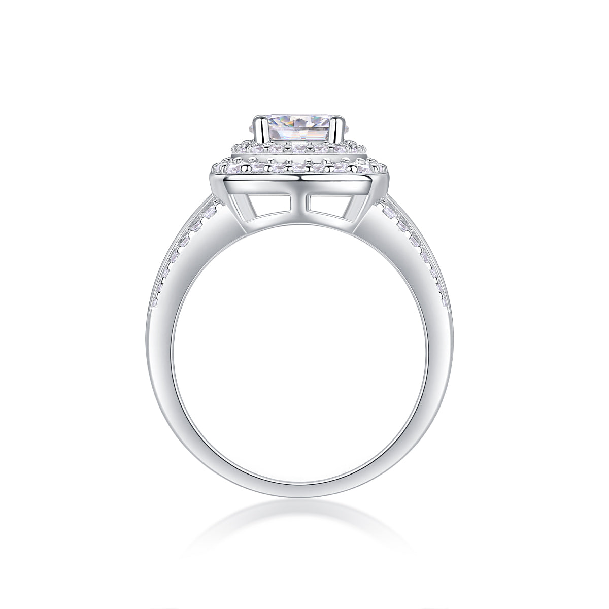 Xingchen Huaguan——Environmentally friendly diamond ring with 1 carat moissanite, S925 sterling silver and platinum-plated ring