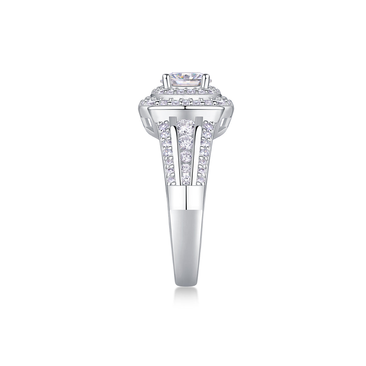 Xingchen Huaguan——Environmentally friendly diamond ring with 1 carat moissanite, S925 sterling silver and platinum-plated ring