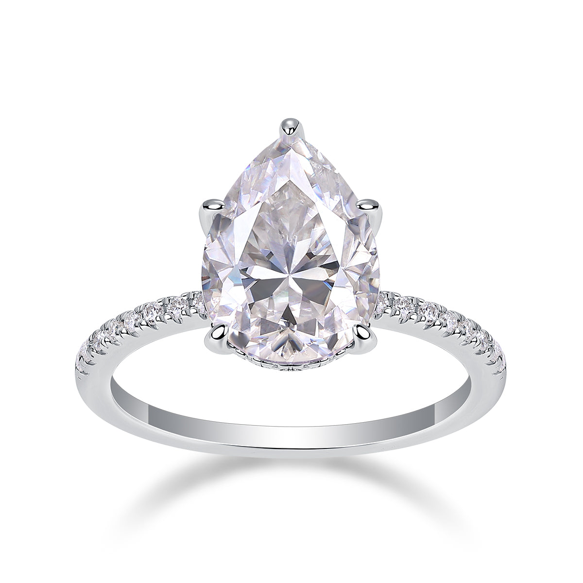 Light and shadow - inlaid pear-shaped 9*13 moissanite ring environmentally friendly diamond ring S925 sterling silver ring