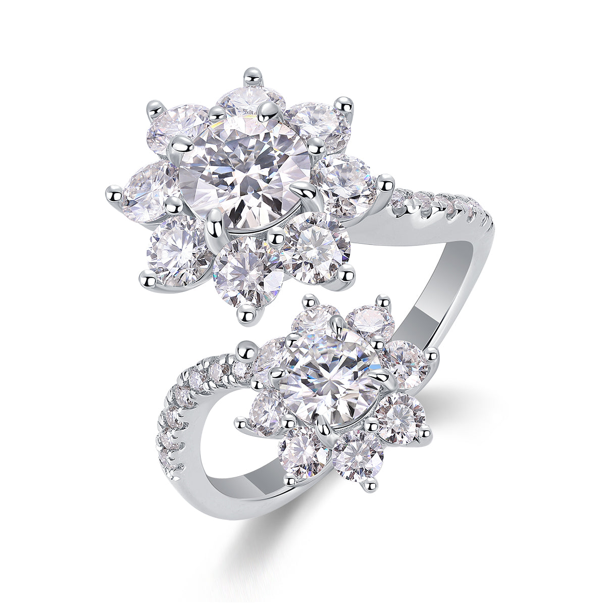 Morning Dew on Petals - 1 carat Moissanite diamond ring, environmentally friendly diamond ring, S925 sterling silver ring