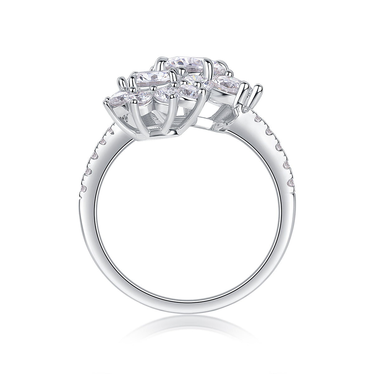 Morning Dew on Petals - 1 carat Moissanite diamond ring, environmentally friendly diamond ring, S925 sterling silver ring