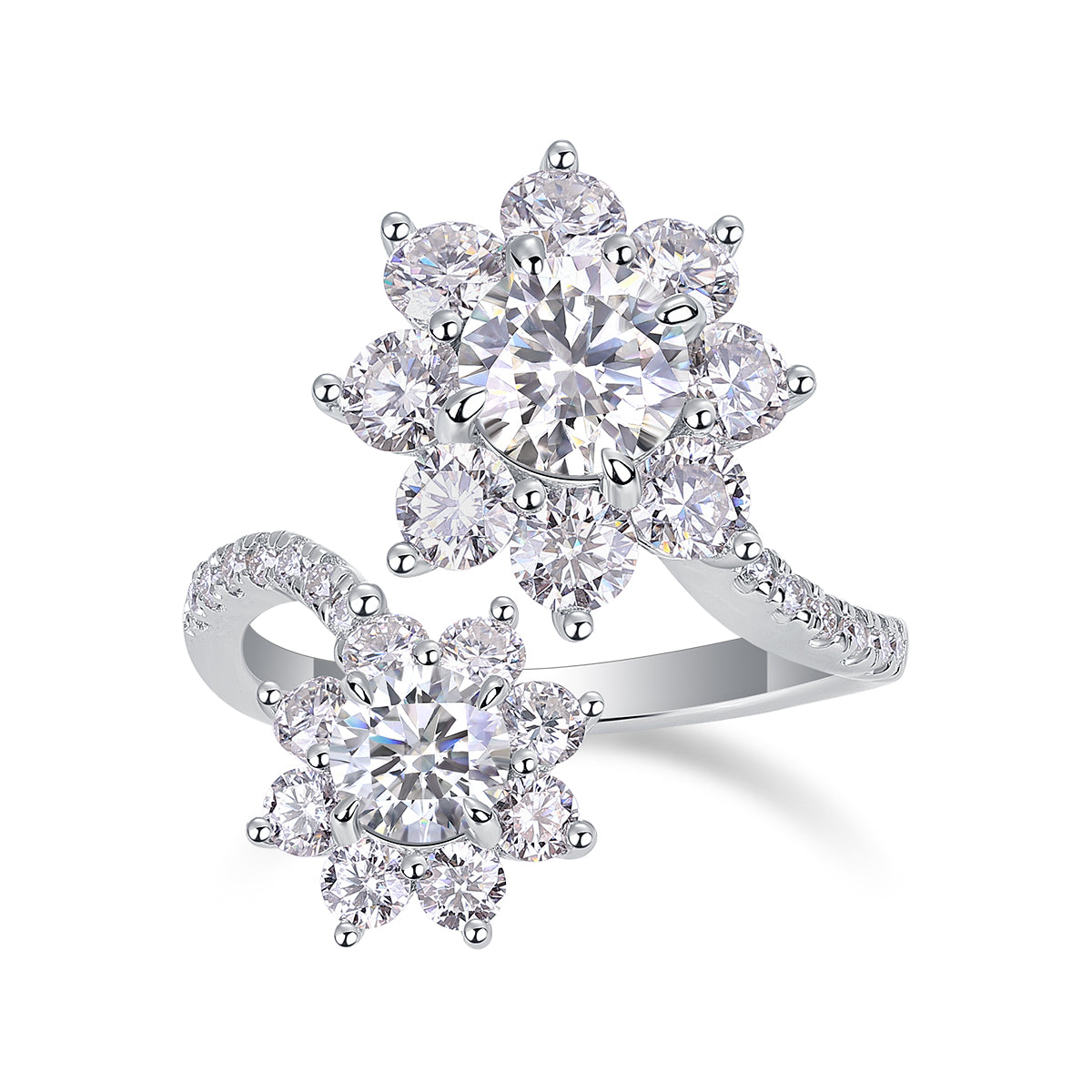 Morning Dew on Petals - 1 carat Moissanite diamond ring, environmentally friendly diamond ring, S925 sterling silver ring