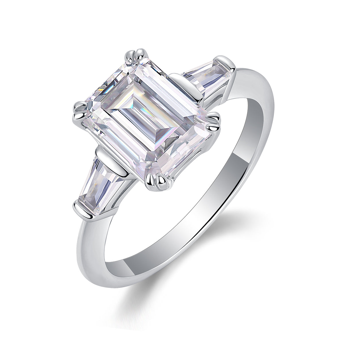 Starlight Mirror - An octagonal 7*9 Moissanite S925 sterling silver and platinum-plated eco-friendly diamond ring