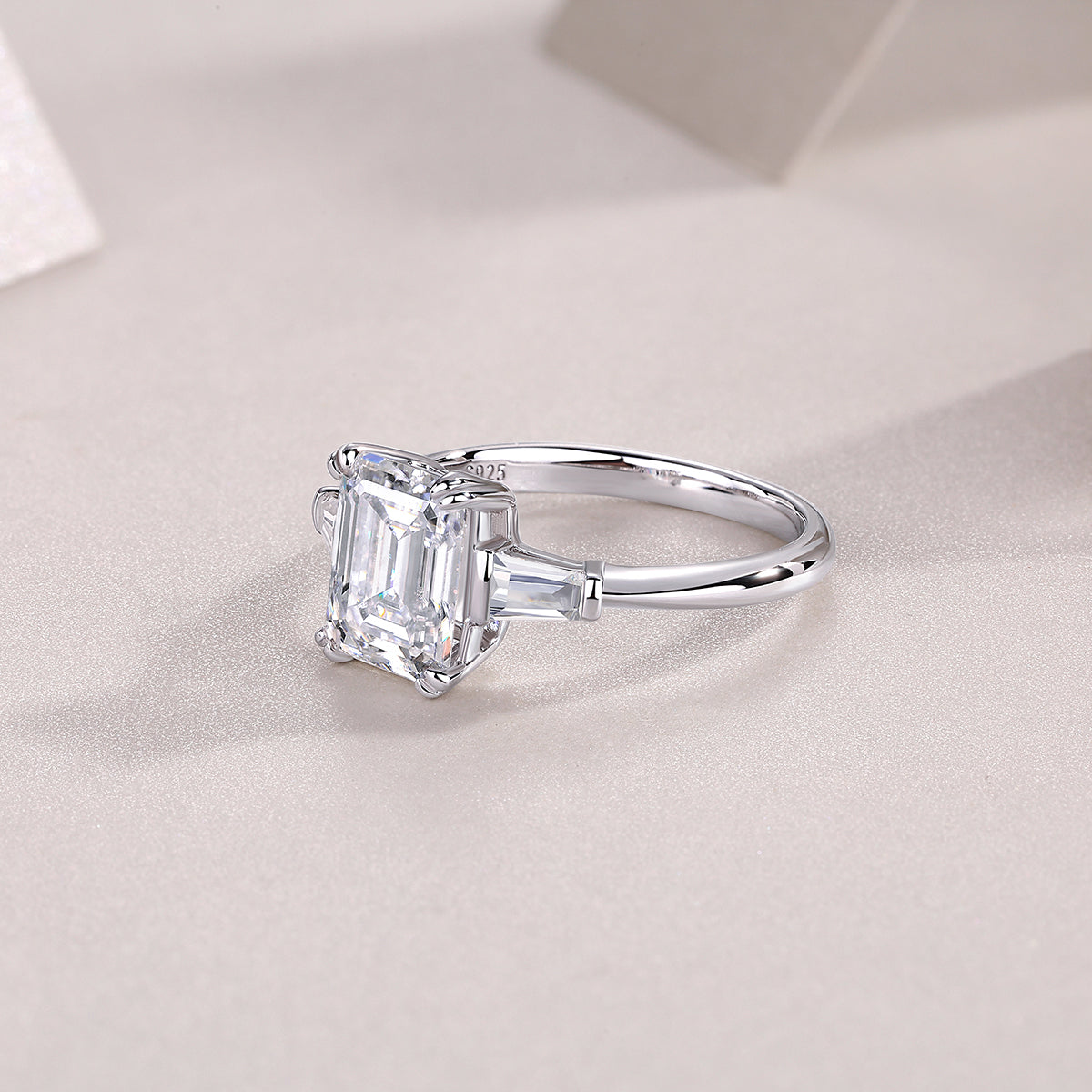 Starlight Mirror - An octagonal 7*9 Moissanite S925 sterling silver and platinum-plated eco-friendly diamond ring