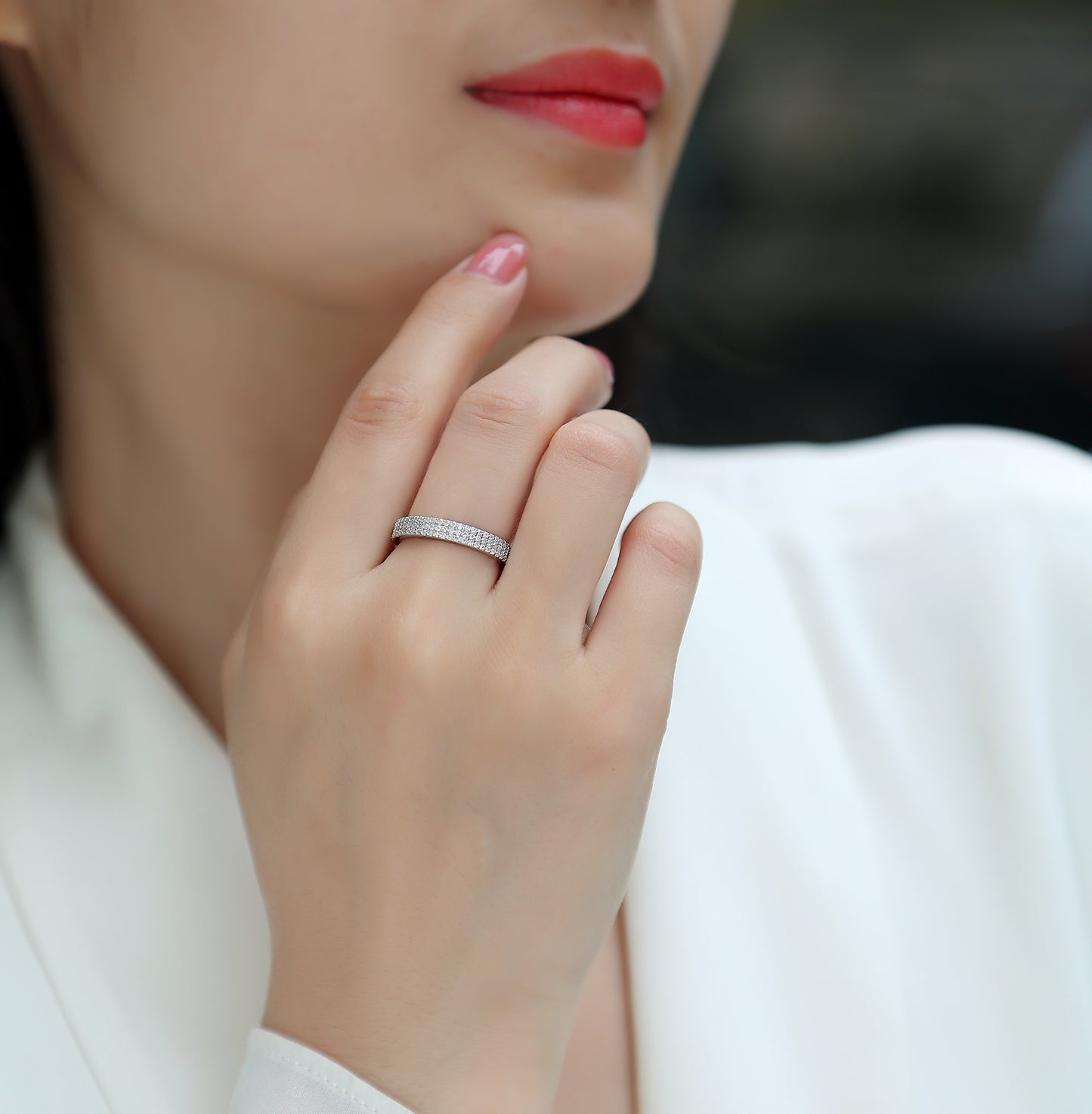 Light up the time - Moissanite ring, environmentally friendly diamond ring, S925 sterling silver, platinum-plated ring