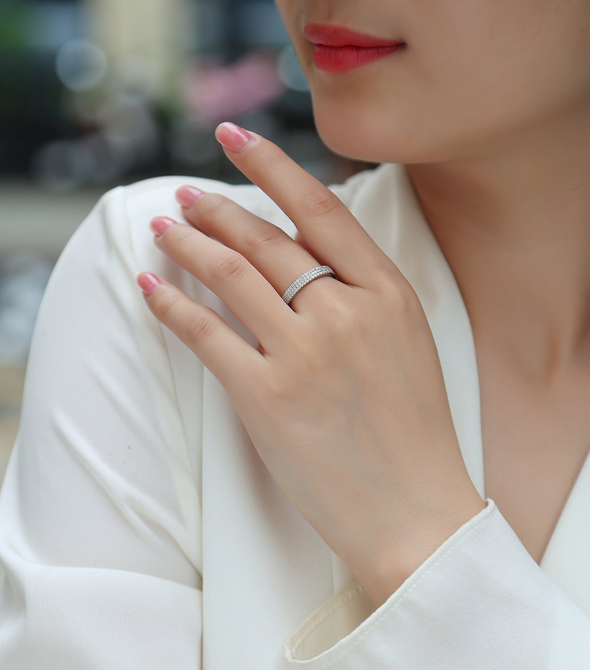 Light up the time - Moissanite ring, environmentally friendly diamond ring, S925 sterling silver, platinum-plated ring