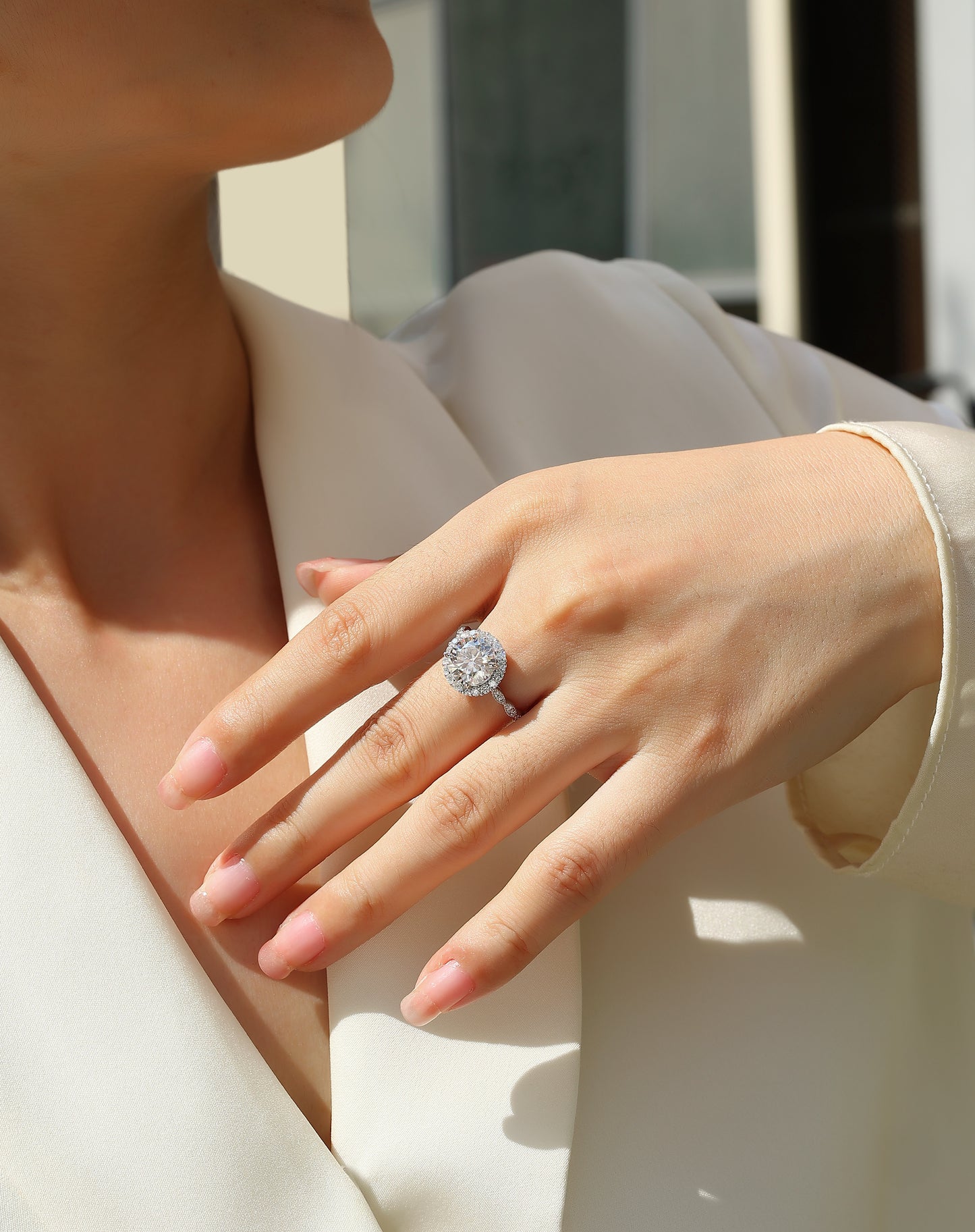 Starlight shining - 3 carat moissanite ring, environmentally friendly diamond ring, S925 sterling silver and platinum plated ring