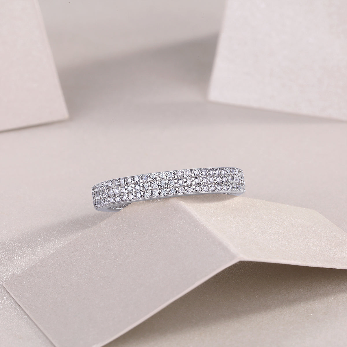 Light up the time - Moissanite ring, environmentally friendly diamond ring, S925 sterling silver, platinum-plated ring