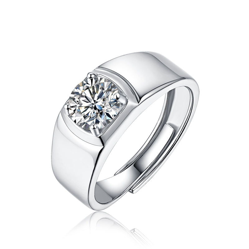 Classic men's wedding ring - inlaid moissanite comparable to natural diamonds fashionable luxury silver ring