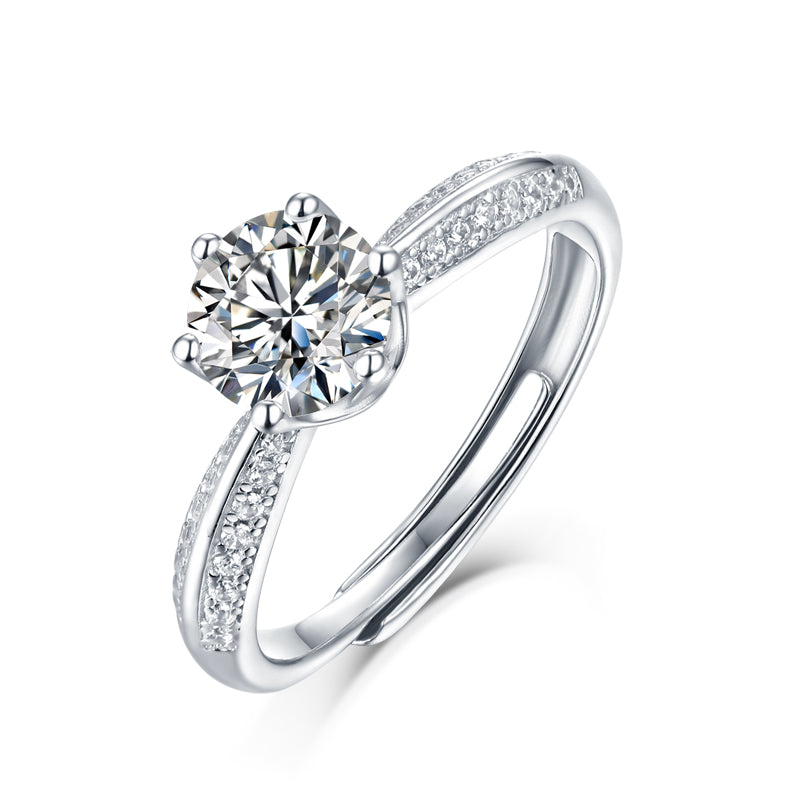 Banbijiangshan wedding ring - inlaid with moissanite comparable to natural diamonds fashionable and luxurious silver ring