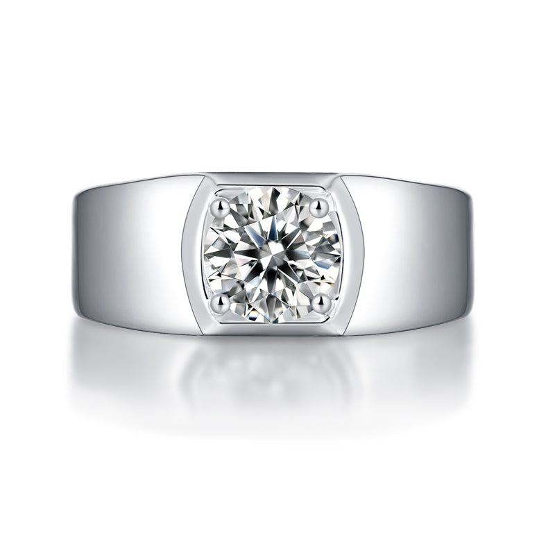 Classic men's wedding ring - inlaid moissanite comparable to natural diamonds fashionable luxury silver ring