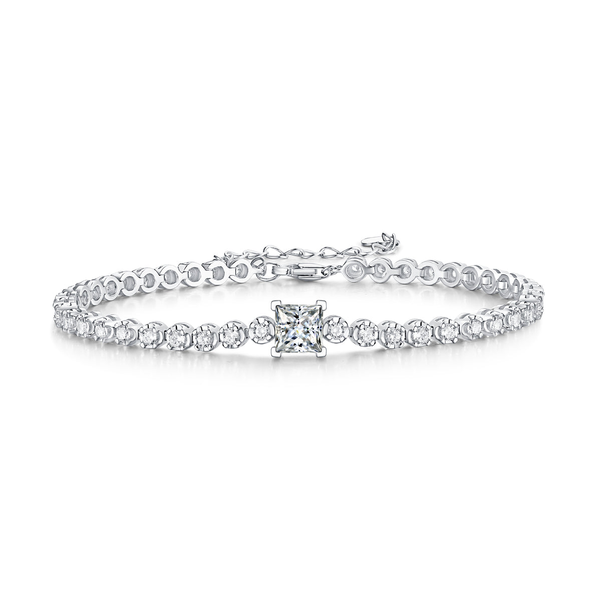 Magic Cube - Fashionable and luxurious silver bracelet inlaid with moissanite comparable to natural diamonds