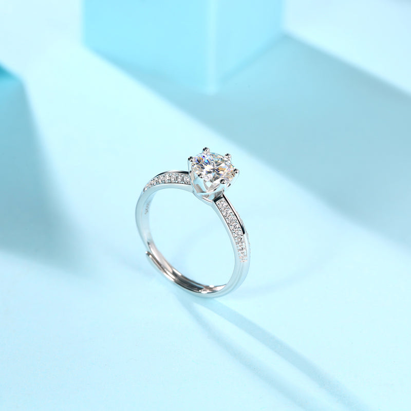 Banbijiangshan wedding ring - inlaid with moissanite comparable to natural diamonds fashionable and luxurious silver ring