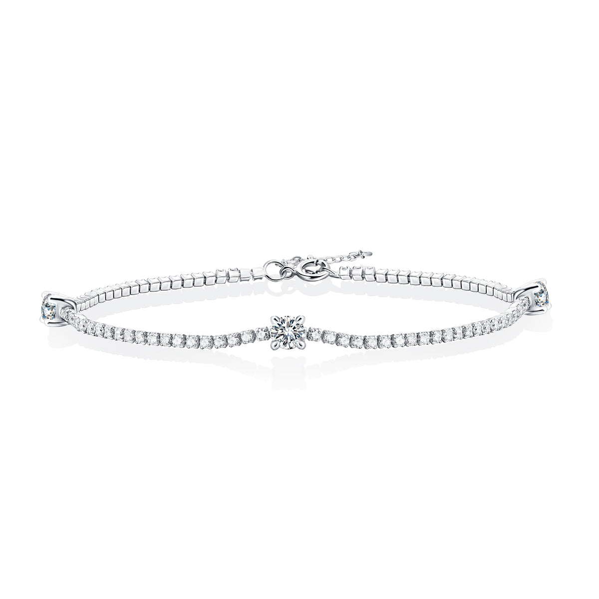 Moonlight Interweaving - Fashionable and luxurious silver bracelet inlaid with moissanite comparable to natural diamonds