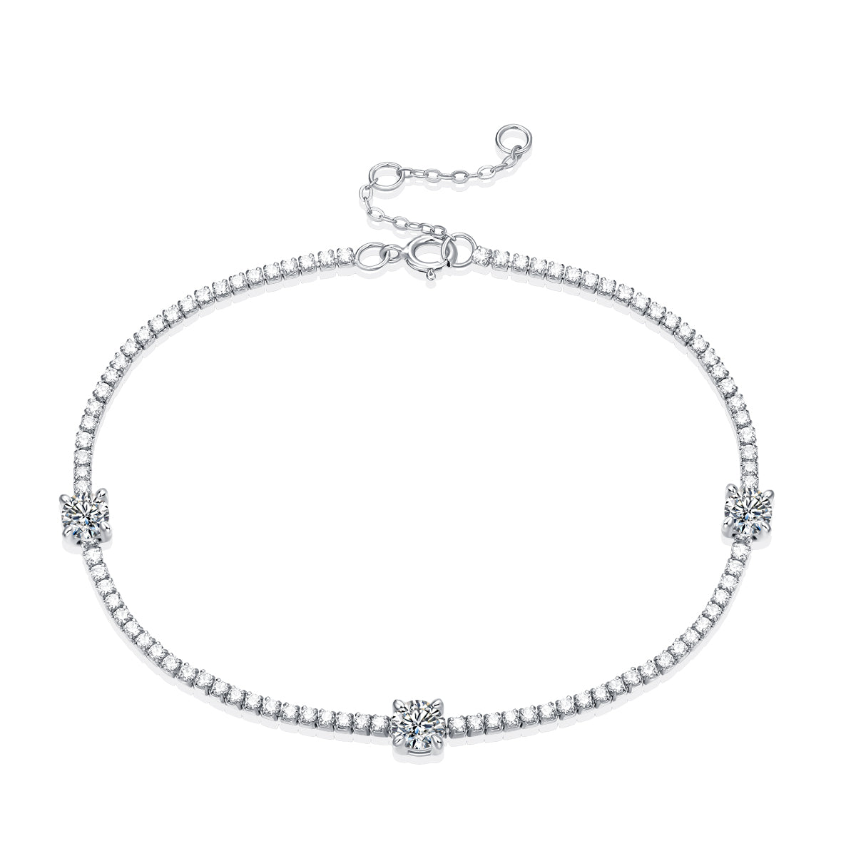 Moonlight Interweaving - Fashionable and luxurious silver bracelet inlaid with moissanite comparable to natural diamonds