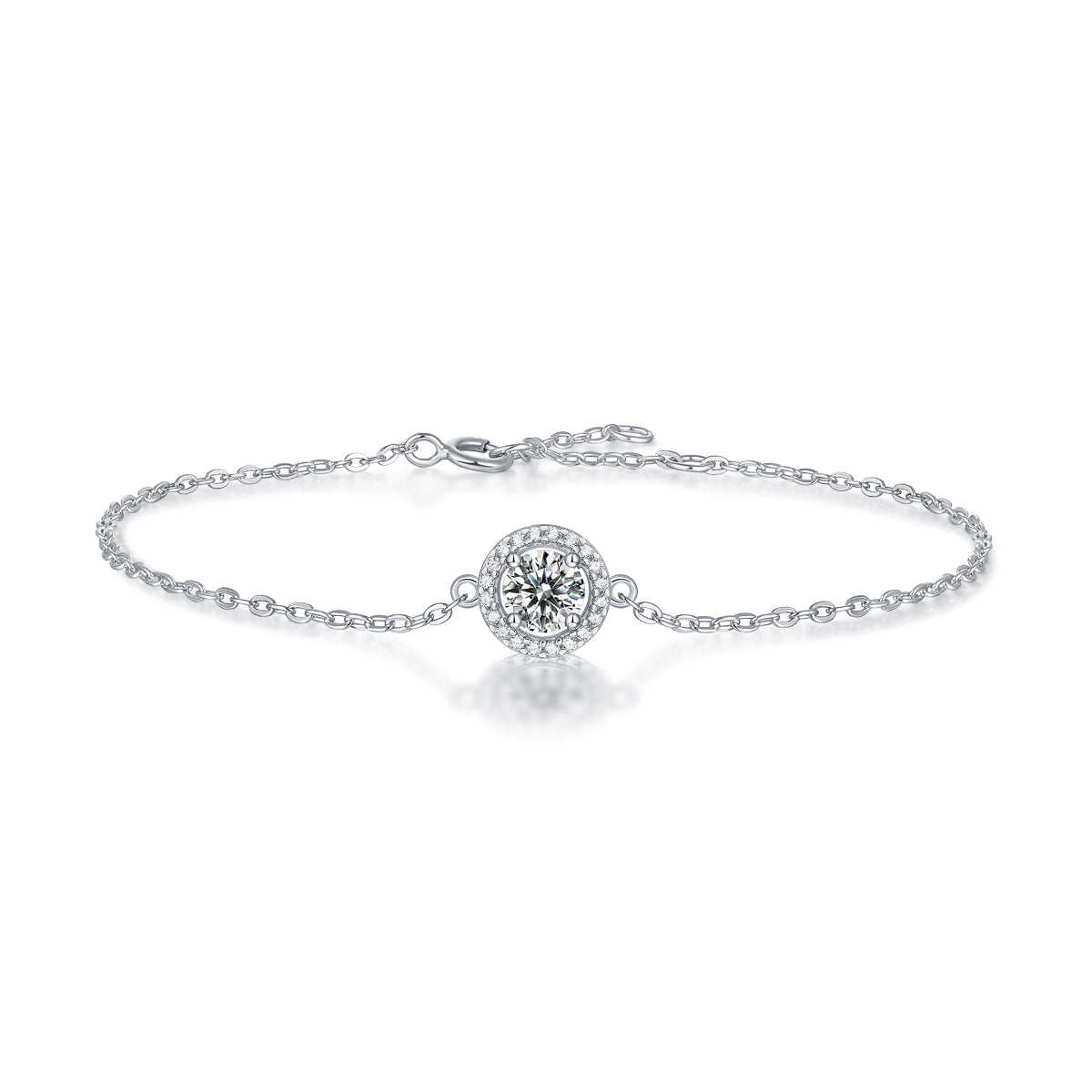 Luxury round-inlaid moissanite comparable to natural diamonds fashionable luxury silver bracelet