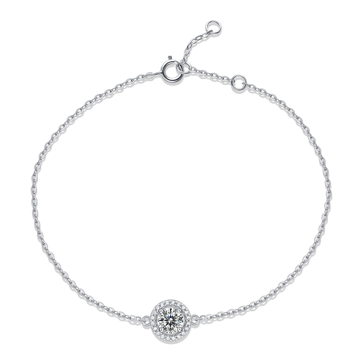 Luxury round-inlaid moissanite comparable to natural diamonds fashionable luxury silver bracelet