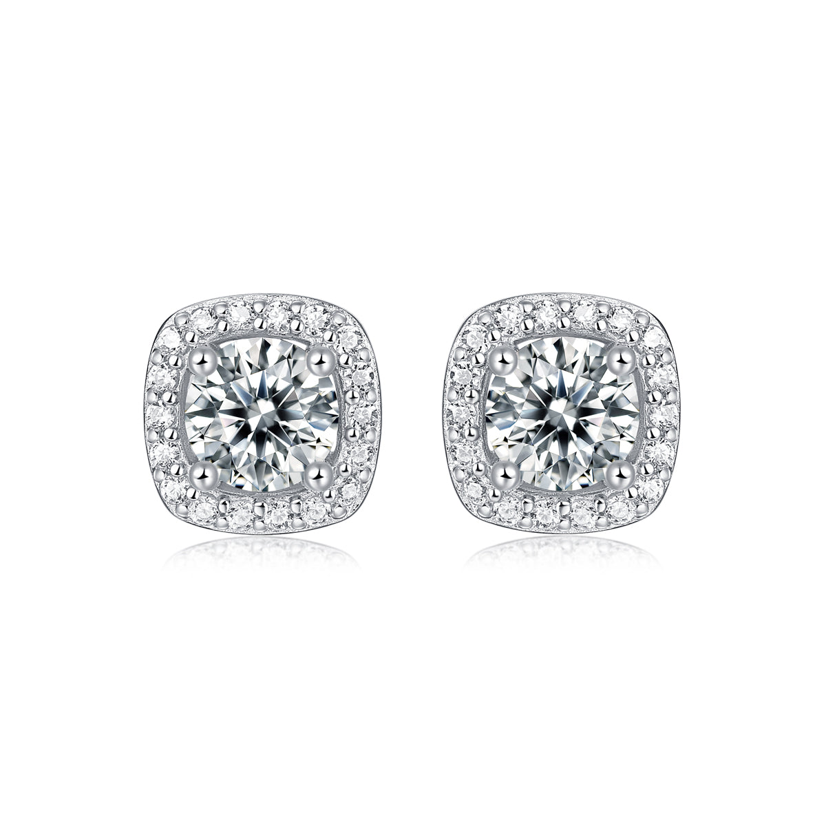 Luxury square earrings - inlaid with moissanite comparable to natural diamonds, fashionable and luxurious silver earrings