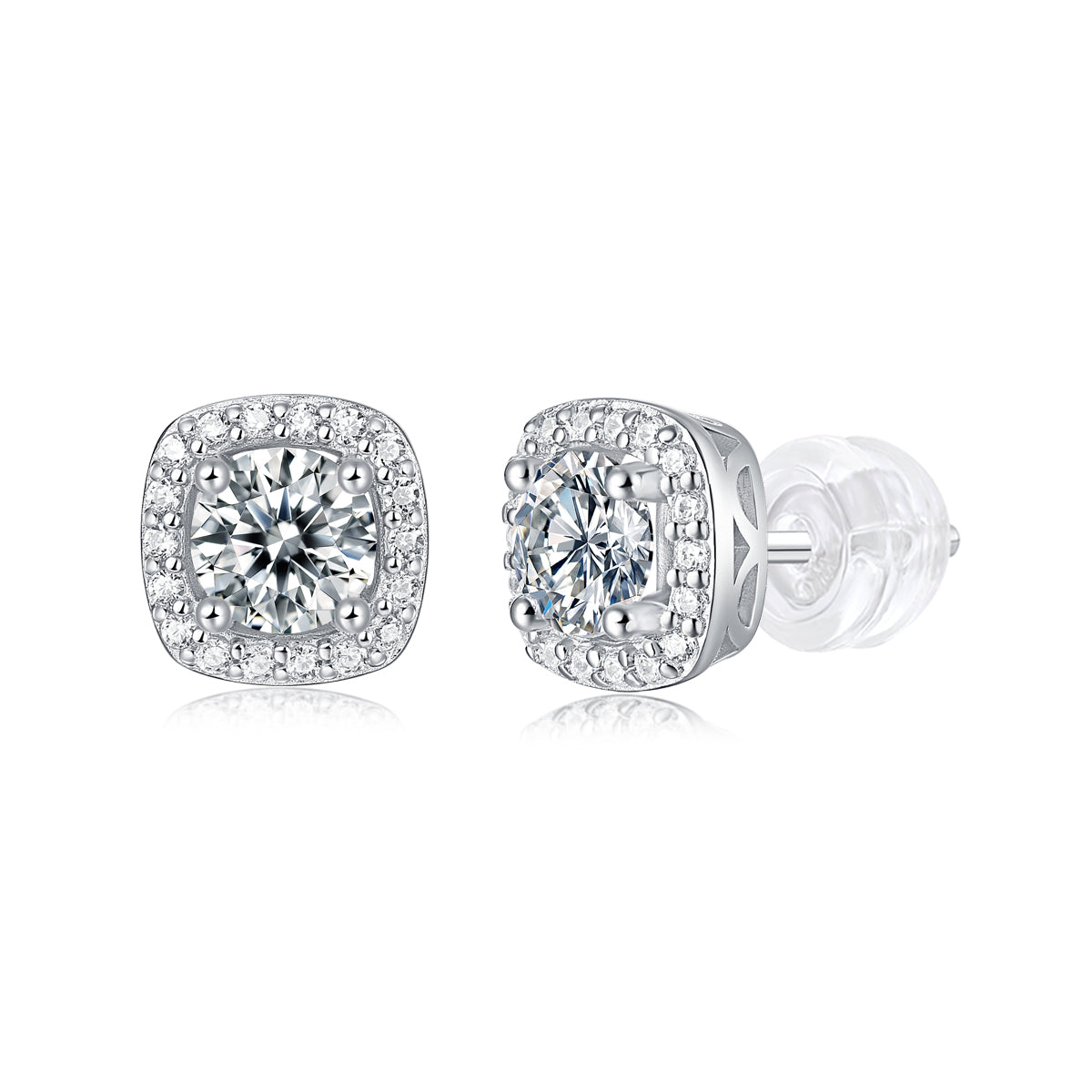 Luxury square earrings - inlaid with moissanite comparable to natural diamonds, fashionable and luxurious silver earrings