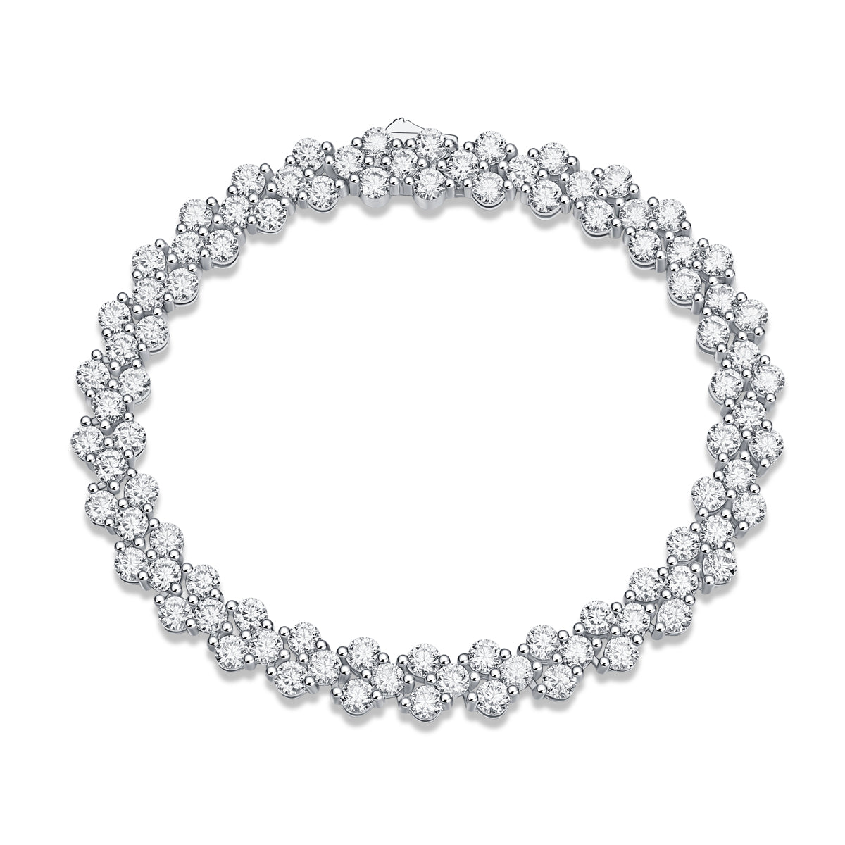 Canon - Fashionable and luxurious silver bracelet inlaid with moissanite comparable to natural diamonds