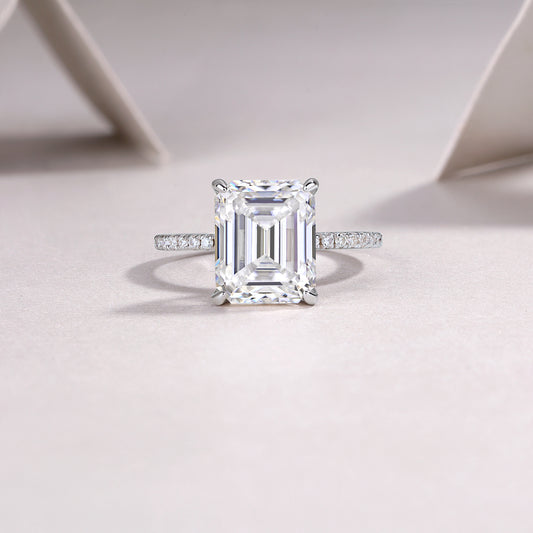 An octagonal 9*11 Moissanite S925 pure silver and platinum-plated eco-friendly diamond ring