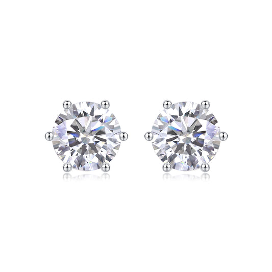 Years - Fashionable and luxurious silver earrings inlaid with moissanite comparable to natural diamonds