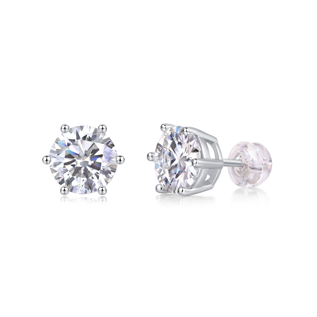 Years - Fashionable and luxurious silver earrings inlaid with moissanite comparable to natural diamonds