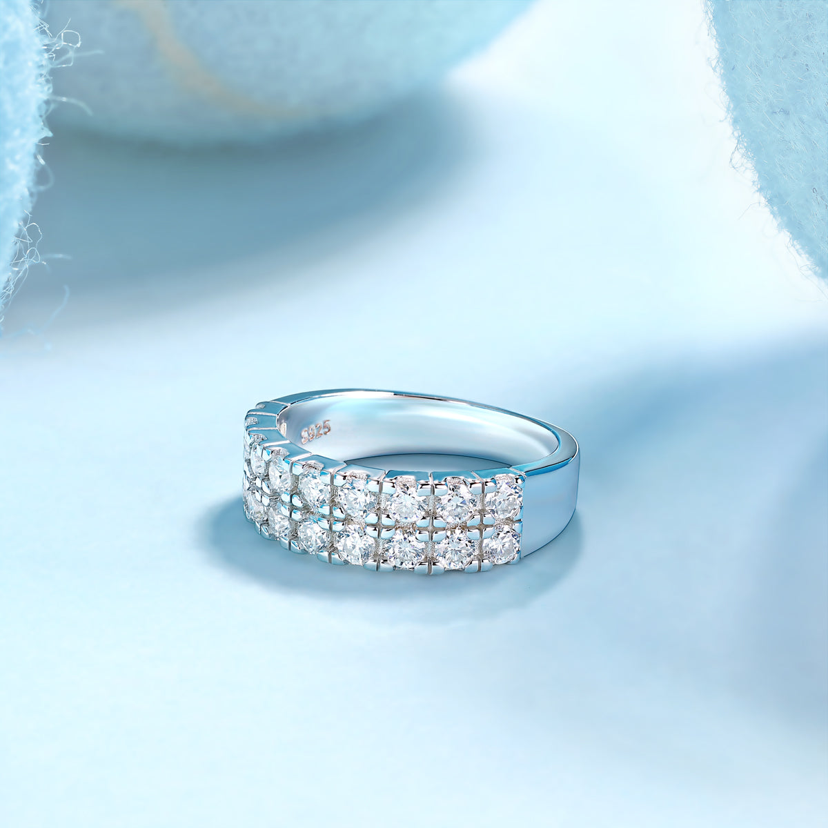 Starry sky wedding ring - inlaid with moissanite comparable to natural diamonds, fashionable and luxurious silver ring