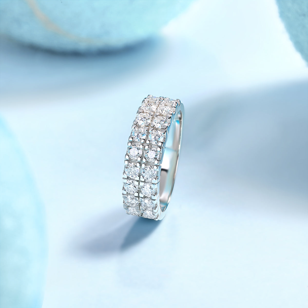 Starry sky wedding ring - inlaid with moissanite comparable to natural diamonds, fashionable and luxurious silver ring